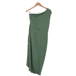 PRETTYGARDEN Women's One Shoulder Draped Midi Dress Sage Green Medium thumbnail 4