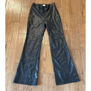Aritzia Wilfred black faux leather pull on flare pants size 4 thumbnail 12