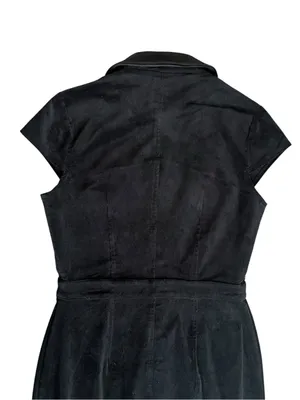 Avec Les Filles Women’s Black Corduroy Button Front Short Sleeve Midi Dress Sz 6 thumbnail 10