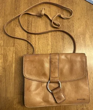 Vintage FOSSIL Purse Organizer Pocket Crossbody Shoulder Bag Brown Leather Retro thumbnail 1