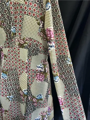 Necessary Objects Vintage Olive Patchwork Floral Midi Dress SM NWT thumbnail 11