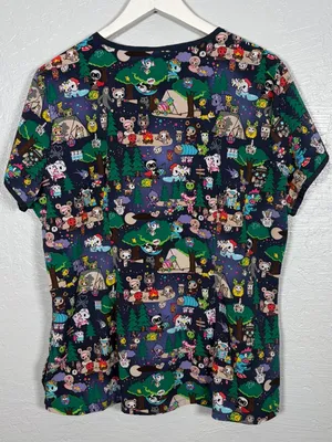 Koi Tokidoki Women L Summer Camp Eve Scrub Top Shirt Stretch Pockets Nursing thumbnail 4