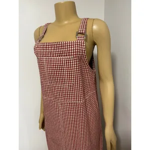 Mountain Lake Casuals Red Gingham Cotton Pinafore Overall Dress Womens Medium thumbnail 2