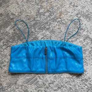 I.AM.GIA Isla blue vinyl top with zipper detailing size medium thumbnail 3