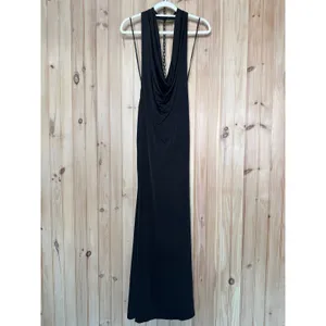 NWT Lulus Eye-Catching Silhouette Black Cowl Neck Halter Maxi Dress Holiday Sz S thumbnail 2
