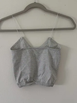 Free People Gray Rainbow Sparkle Metallic Ribbed Thin Strap Seamless Tank M/L thumbnail 6