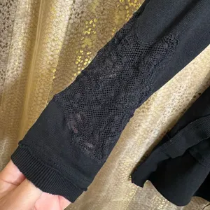 Free People Black Lace Outer Sunset Open Back Tunic Long Sleeve Top M thumbnail 5