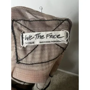 Free People Brown Plaid Mesh V Neck Long Sleeve Medium Tee Lettuce Edge‎ thumbnail 2