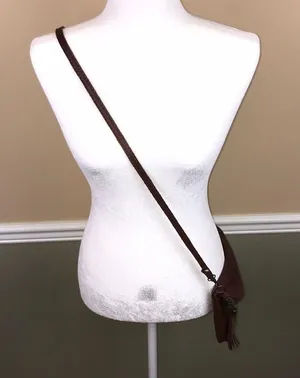 Dorse in Pelle Genuine Italian Leather Red Brown Crossbody Strap Purse thumbnail 11