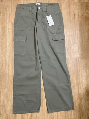 Zara Olive Green Wide Leg Cargo Pants thumbnail 2