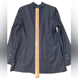 Evereve Minimalist Alexa Black Linen Double-Breasted Blazer Career Office Work thumbnail 9
