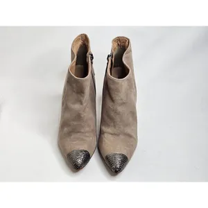 Zara Basic Beige Suede Ankle Boots Heels Studded Toe‎ Womens Size 38/7.5 thumbnail 3