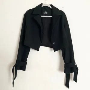 Alo Yoga Wool Cropped Metro Trench Black S thumbnail 6