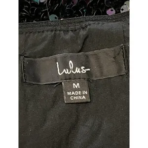 Lulus Skirt Womens Medium Black Sequin Mini Lined Stretch Party Cocktail Sparkle thumbnail 4