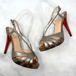 Christian Louboutin Vintage Y2K Activa Leather Cork Strappy Stiletto Heel Sandal thumbnail 1