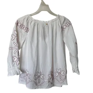 Anthropologie Harlyn Farina S Embroidered White Peasant Boho Blouse Top thumbnail 4
