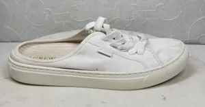 J.Crew Slip-on Sneakers Womens 8 White Canvas Slide On Lace Up Casual Mule thumbnail 1
