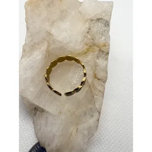 18K Gold‎ Plated Heart Enamel Band Ring Size 7 Open Adjustable Black Hearts Cute thumbnail 6