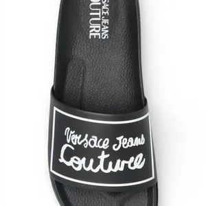 Versace Jeans Couture Black Logo Rubber Slide Sandals EU 38 US 7 - 7.5 NEW thumbnail 6