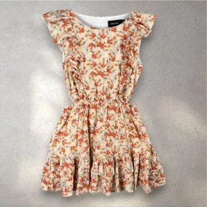 MINKPINK Zahari Summer Dress Women’s S Orange Mini Ruffle Floral Bohemian Beach thumbnail 3