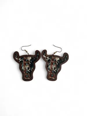 Southwestern Longhorn Earrings Brown thumbnail 2
