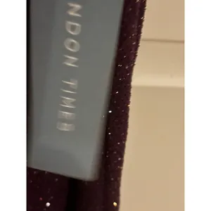 London Times Womens Plum Purple Metallic Shimmer Side Drape Cocktail Dress 16 thumbnail 4