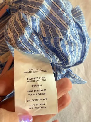 Altar’d State Blue White Striped Tie Front Jumpsuit Size S Wide Leg Cotton thumbnail 5