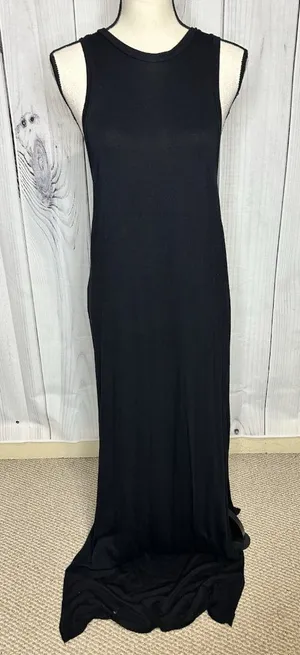PPLA Womens Black Plunging Open Back Knit Tank Dress Sleeveless Size M thumbnail 1