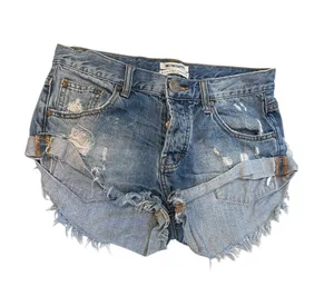 • One Teaspoon • Women’s WORN OUT daisy duke cut denim distressed shorts. thumbnail 1