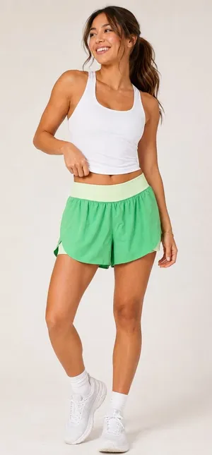 Athleta Crossover Run Short Green Lime Two Tone Athletic Shorts Large thumbnail 1