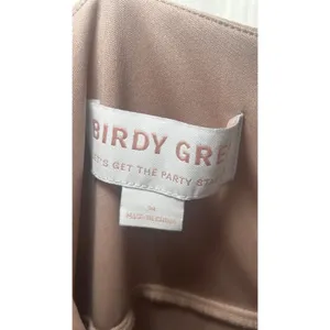 Birdy Grey Amy Chiffon Bridesmaid Dress Almond Taupe Slit Spaghetti Medium‎ thumbnail 9