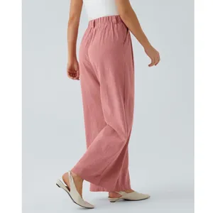 Halara XS High Waisted Pocket Wide Leg Flowy Solid Palazzo Casual Linen Pants thumbnail 3