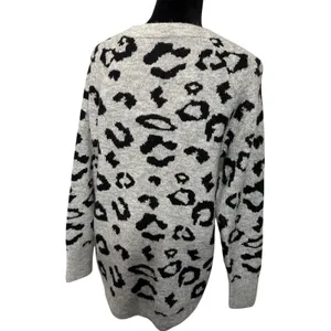 Abercrombie & Fitch Animal Print Tunic Sweater Gray/Black Women Medium Pullover thumbnail 3