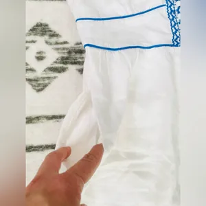 J.Crew White 100% Linen Embroidered Midi Dress Blue Ric Rac Button Front Size 2 thumbnail 10