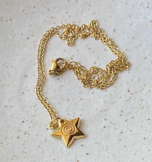 Handmade grunge y2k star swirl fully gold stainless steel chain necklace💫🌀 thumbnail 5