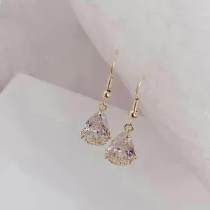 Women's Crystal Teardrop Dangle Drop Earrings Gold thumbnail 2