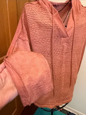 👢👢👢BOGOHO👢👢👢POL Women's Lightweight Hooded Knit Sweater - Dusty Rose-small thumbnail 5