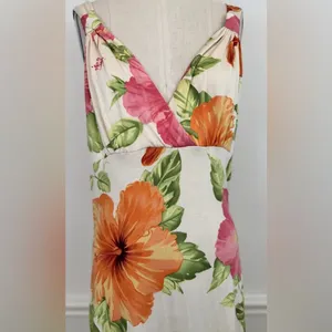 Tommy Bahama Floral Silk shift Dress with Orange and Pink Accents thumbnail 2