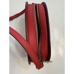 NWT Michael Kors Jet Set Travel Oval Crossbody Bag Red Zip Gold Hardware Strap thumbnail 10