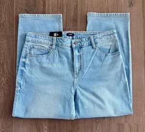 Express Ankle Jeans Light Wash Blue Straight Cropped Women Sz 14 NEW thumbnail 1