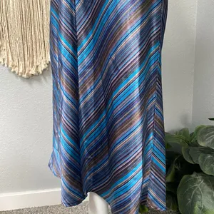 Striped Midi Skirt Blue Purple Brown Chevron Striped Cottagecore Dark Romance thumbnail 4