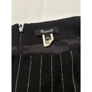Madewell Size 8 Black Pinstripe Mini Skirt Front Slit Tailored Preppy Office Y2K thumbnail 5