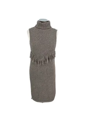 Anthropologie Nomad Morgan Carper Fringe Sweater Dress Gray Western Size Small thumbnail 13