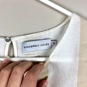 Sincerely Jules Striped Cream Ivory Tan and White Boho Blouse Size Small S thumbnail 7