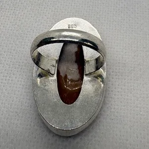Vintage‎ Sterling Silver 925 Picture Jasper Oval Statement Ring Size 7 13.58g thumbnail 9