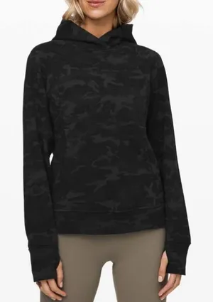 Lululemon Women's 6 Black Gray Camo Scuba Training Yoga Pullover Hoodie Sweater thumbnail 1