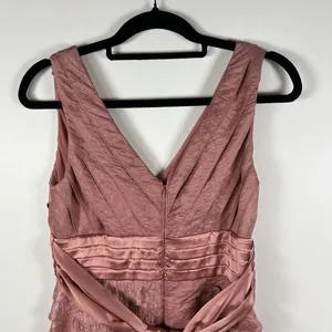 Adrianna‎ Papell Sleeveless Double V-Neck Shutter Pleat Tiered Midi Dress Size 8 thumbnail 11