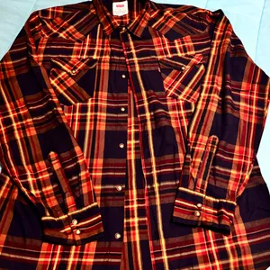 Levi's Men's Plaid Western button up Shirt Long Sleeve Red Orange Yellow XL thumbnail 1