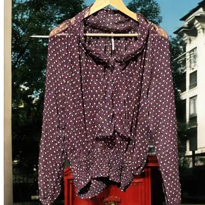 Free People black combo self Tie Blouse thumbnail 2