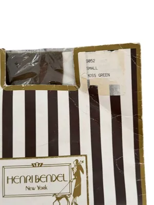HENRI BENDEL Vintage Moss Green Tights Stockings Size Small NEW NIP thumbnail 3